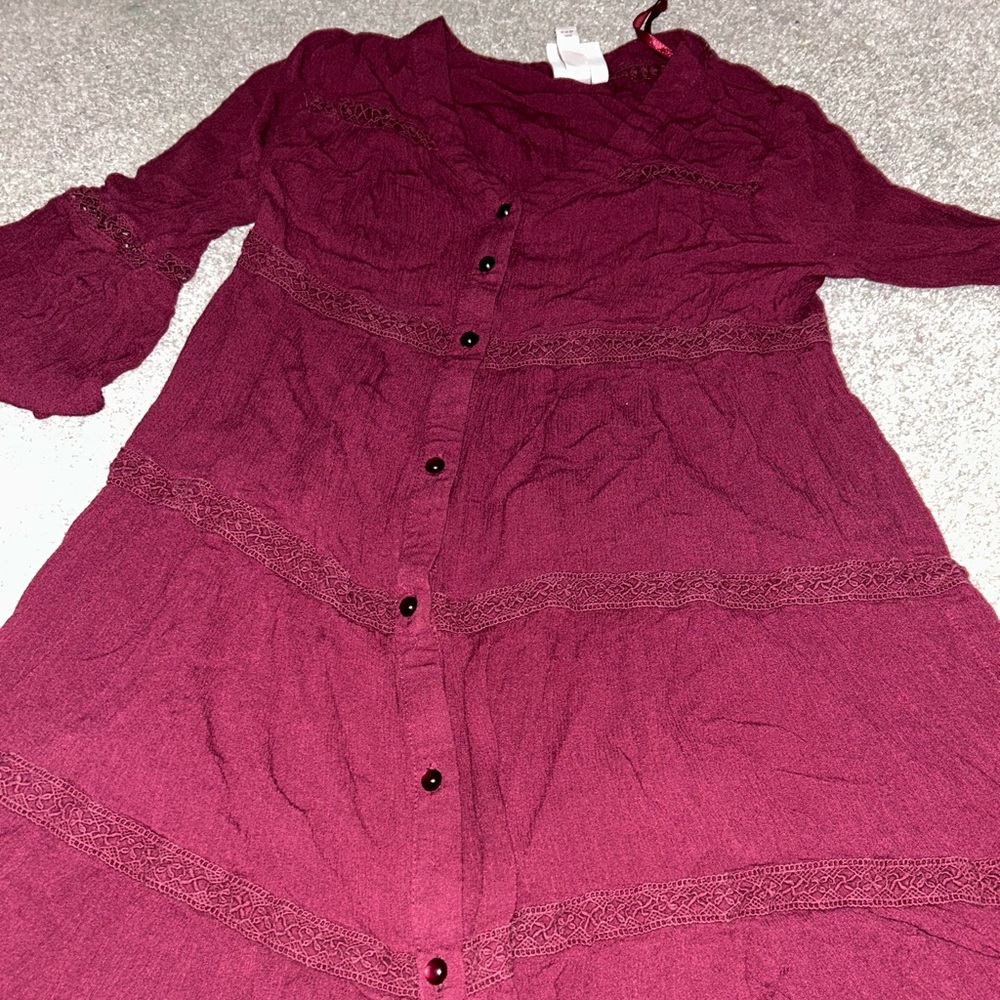 Maroon button down dress. Worn only once.